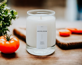 HEIRLOOM Tomato Candle, Sustainable Gifts for Gardeners, Cottagecore Decor, Smells Like Tomato Plants, Rosemary Basil Herbs Homestead Unique