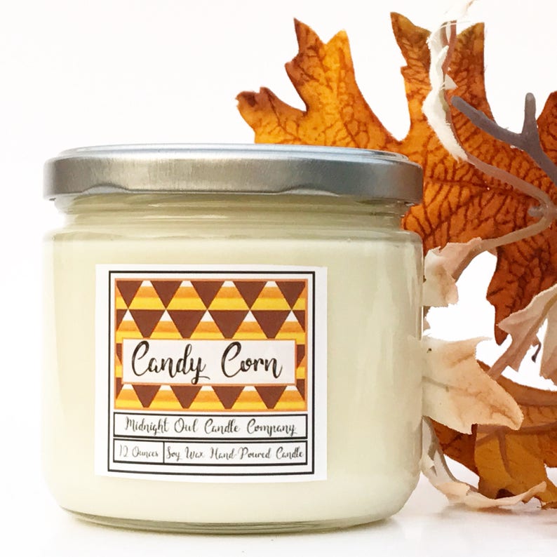 Candy Corn Candle, Halloween Candles, Halloween House Decorations, Autumn Candle, Dessert Candles, Candy Corn Decor, Fall Scented Candles image 3