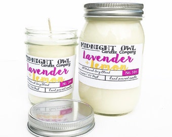 Soy Candles Handmade, Lavender and Lemon Scented Soy Candle, Spring Candle Scents, Vegan Candle, Eco Friendly Candles, Natural Soy Wax