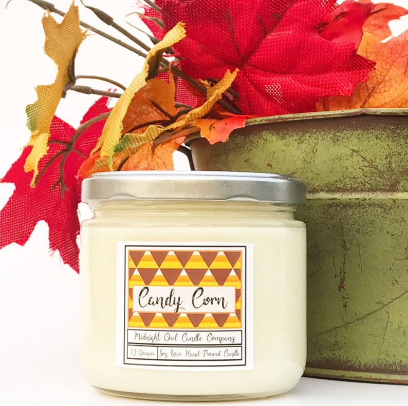 Candy Corn Candle, Halloween Candles, Halloween House Decorations, Autumn Candle, Dessert Candles, Candy Corn Decor, Fall Scented Candles image 5