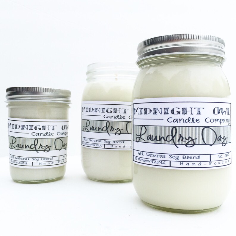 Handmade Laundry Scented Soy Candle | Fresh Cotton Mason Jar Candle image 5
