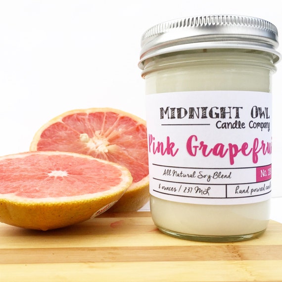 Pink Grapefruit Scented Candle 8oz or 16oz refreshing spring Etsy