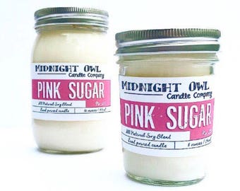 PINK SUGAR | Valentines Day, Scented Soy Candle, Mason Jar Candle, Summer Scents, gift, eco friendly, girlfriend gift