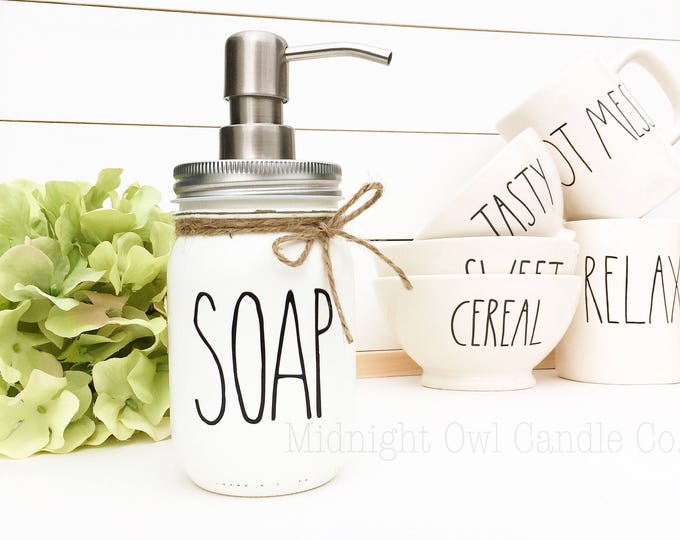 THE ORIGINAL Rae Dunn Inspired Soap Dispenser, Mason Jar Soap Dispenser