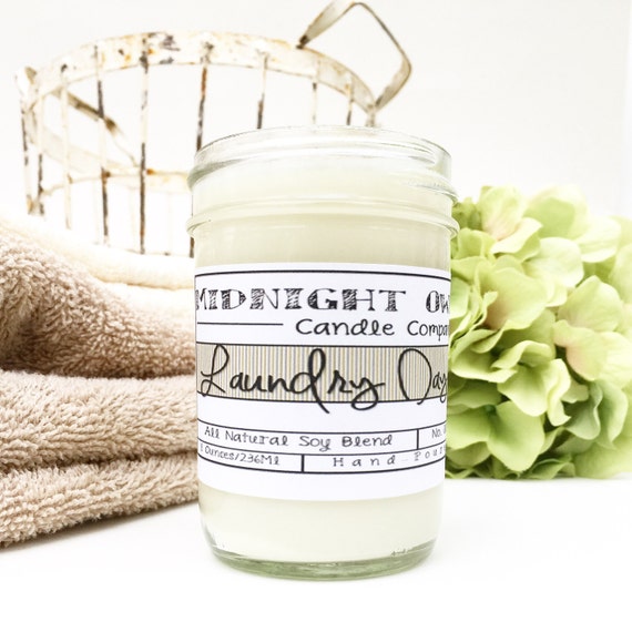 Handmade Laundry Scented Soy Candle | Fresh Cotton Mason Jar Candle