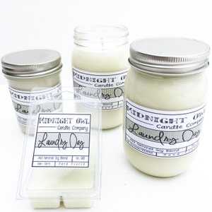 Handmade Laundry Scented Soy Candle | Fresh Cotton Mason Jar Candle image 3