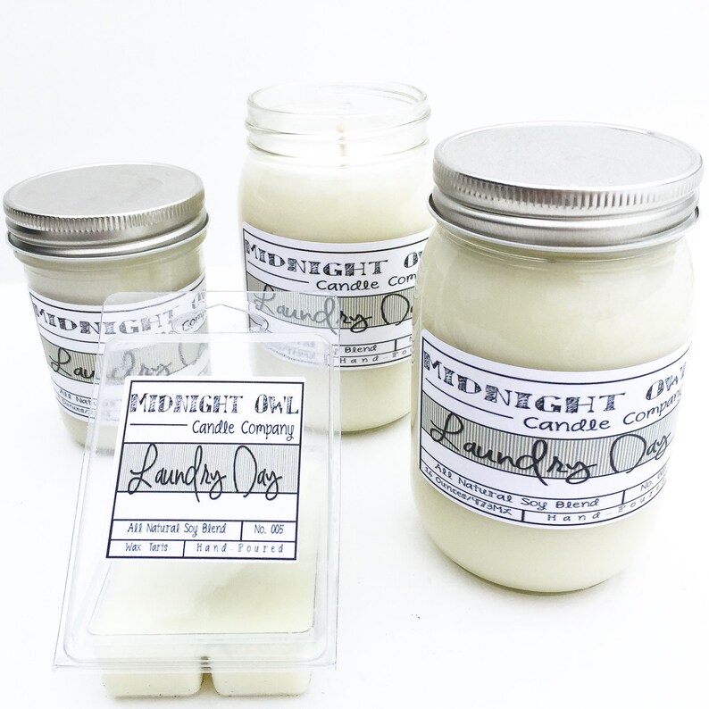 Handmade Laundry Scented Soy Candle | Fresh Cotton Mason Jar Candle image 3