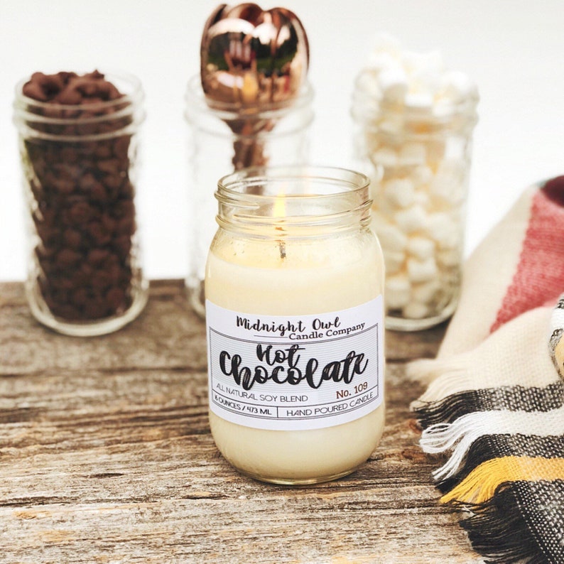 Hot Chocolate Candle, Chocolate Lover Gift, Hot Cocoa, Hot Chocolate Gift, Christmas Candle Scent, Hot Chocolate Favors, Chocolate Candle image 3