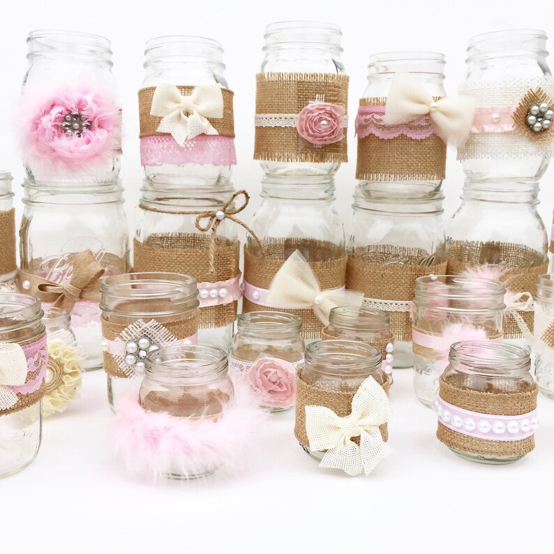 Shabby Chic Centerpieces Mason Jars Rustic Baby Shower Baby Etsy Shabby Chic Centerpieces Mason Jars Rustic Baby Shower Baby Etsy