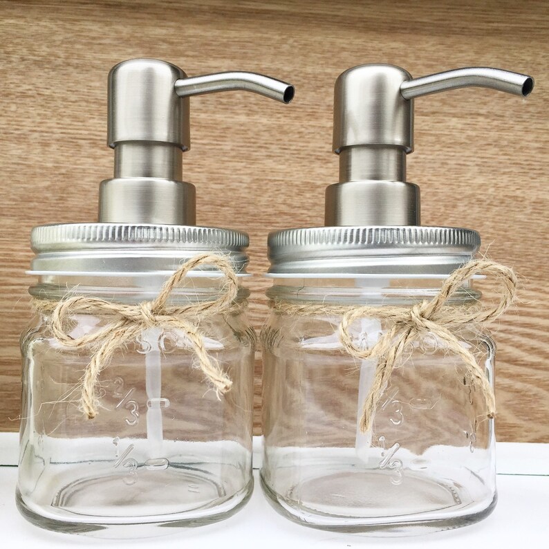 Set of 2 Mason Jar Soap Dispensers Clear Mason Jar Etsy