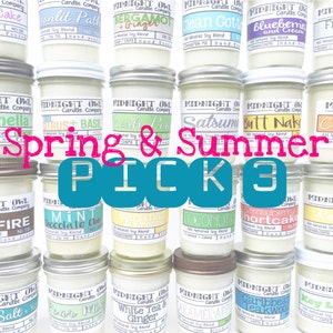 PICK 3! Spring and Summer Scented Candles, Soy Candles, Candle Deal, Mason Jars, Home, Gift, Midnight Owl Candle Company