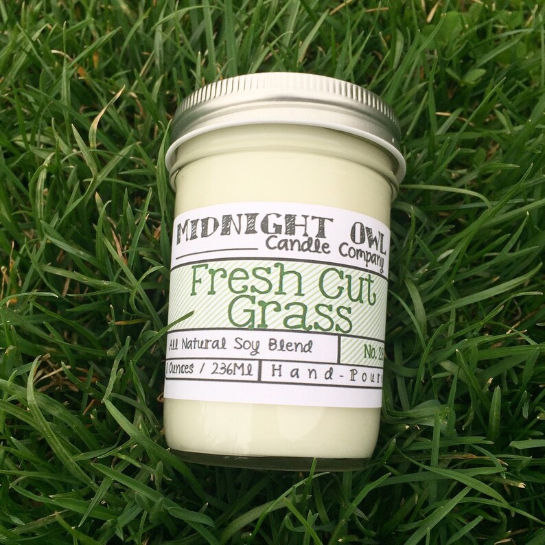 Fresh Cut Grass Scented Candle 8oz or 16oz Scented Soy Candle Etsy