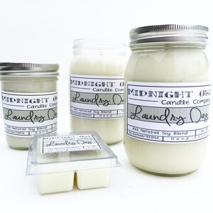 Handmade Laundry Scented Soy Candle | Fresh Cotton Mason Jar Candle image 4