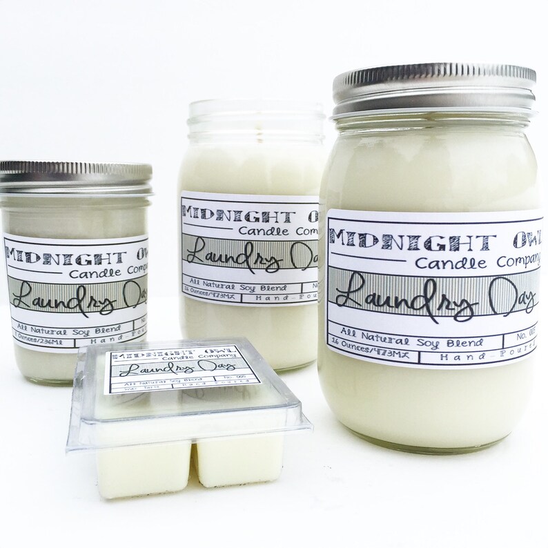 Handmade Laundry Scented Soy Candle | Fresh Cotton Mason Jar Candle image 4
