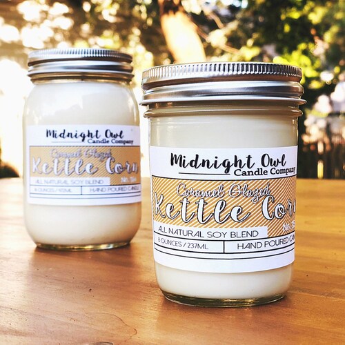 Caramel Kettle Corn Scented Mason Jar Candle 8oz or 16oz Etsy