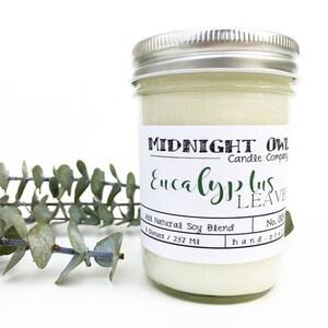 Eucalyptus Candle | scented jar candle, soy candles, mason jar candle, spring scent, ecofriendly candle, eucalyptus leaves, dried eucalyptus image 5