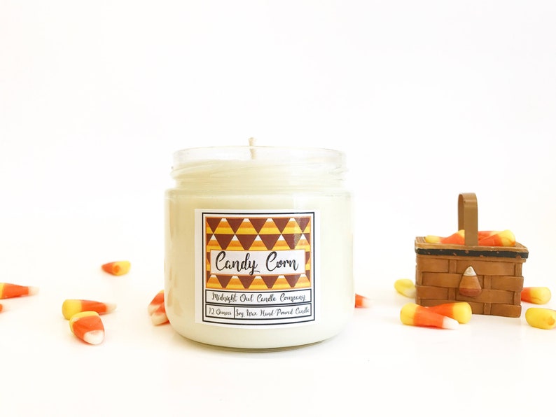 Candy Corn Candle, Halloween Candles, Halloween House Decorations, Autumn Candle, Dessert Candles, Candy Corn Decor, Fall Scented Candles image 1