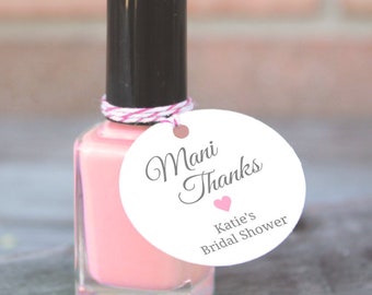 Mani thanks tags - Mani thanks nail polish bridal favor tags - Bridal shower nail polish tags