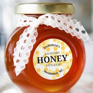 Honey Jar Labels, Custom, Homemade Backyard, Beekeeper Product Stickers