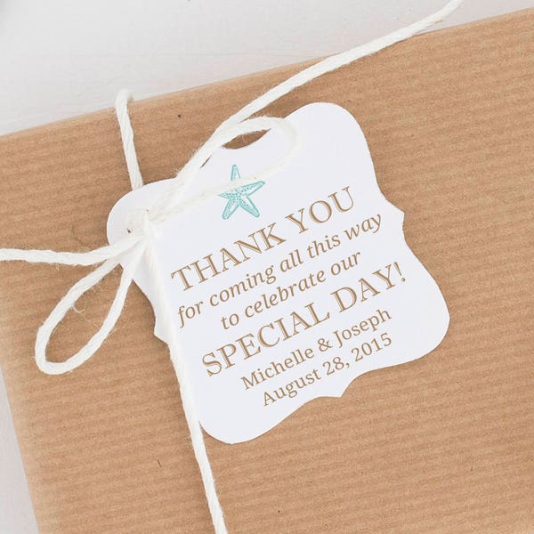 Destination Wedding Tags, Hotel Guest Gift Tags, Personalized Thank You for Coming Tags