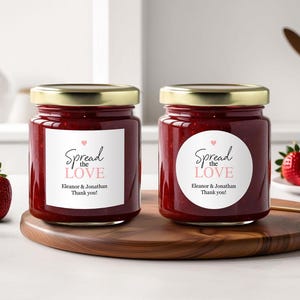Spread the Love Jam Labels, Wedding Jam Favors, Bridal Shower Favors, Customizable Jelly Stickers
