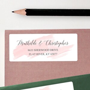Pink Watercolor Return Address Labels, Stickers for Mailing, Supplies