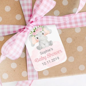 Elephant Baby Shower Favor Tags: Personalized Thank You Tags