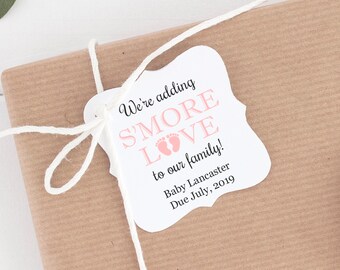 Smore love tags for baby shower - Adding smore love tags - Baby shower smore tags