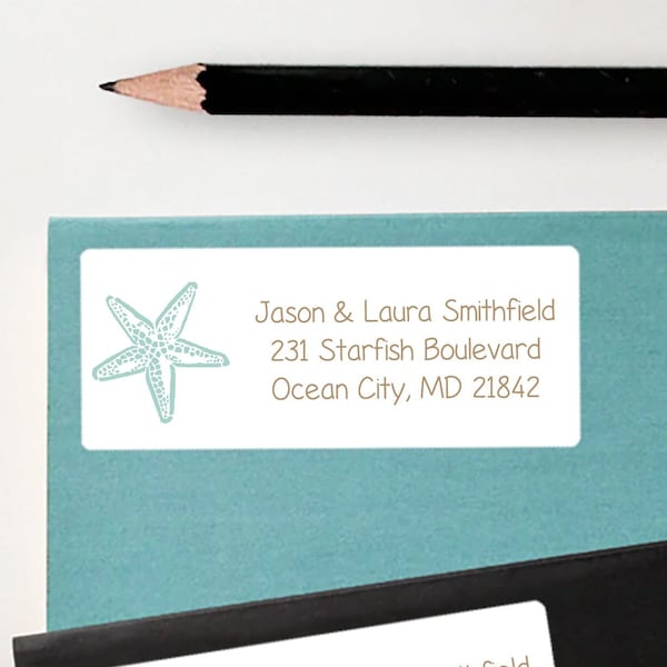 Starfish Return Address Labels, Personalized Beach-inspired Stickers for Mailing, Coastal Envelope Seals