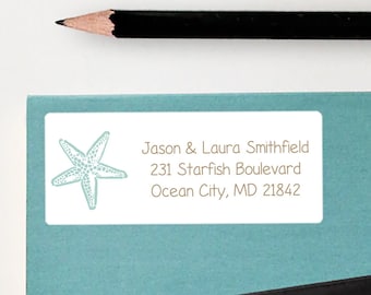 Starfish Return Address Labels, Personalized Beach-inspired Stickers for Mailing, Coastal Envelope Seals