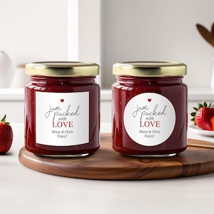 Jam Packed with Love Stickers, Wedding Jam Labels, Bridal Shower Jelly Favors