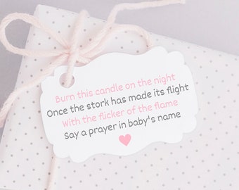 Baby shower candle tag - Baby candle tags - Baby shower tags for candle - Burn this candle on the night