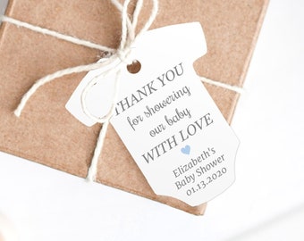 Thank You for Showering Our Baby with Love Tags, Baby Shower Thank You Tags, Baby Shower Tags for Favors