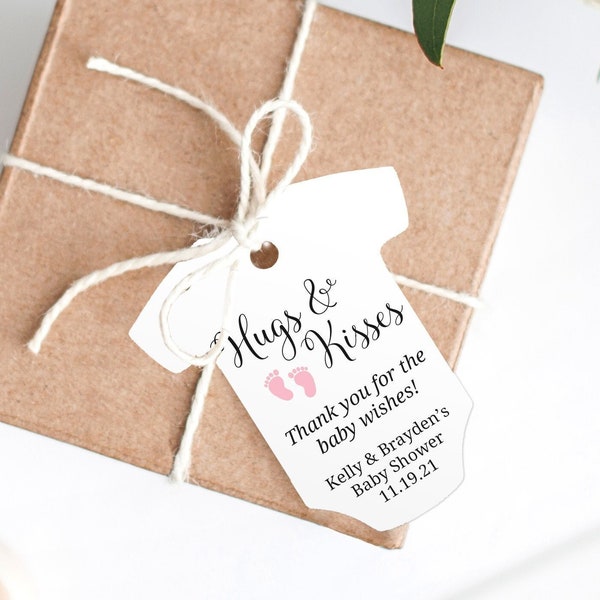 Hugs and Kisses Baby Shower Tags, Hugs and Kisses Thank You for the Baby Wishes, Hershey Kiss Tags