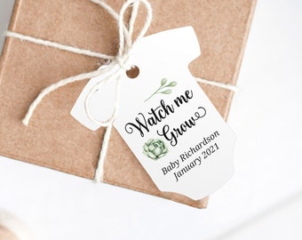 Watch me grow tags - Watch me grow baby shower tag - Watch me grow succulent tags - Baby shower succulent tag