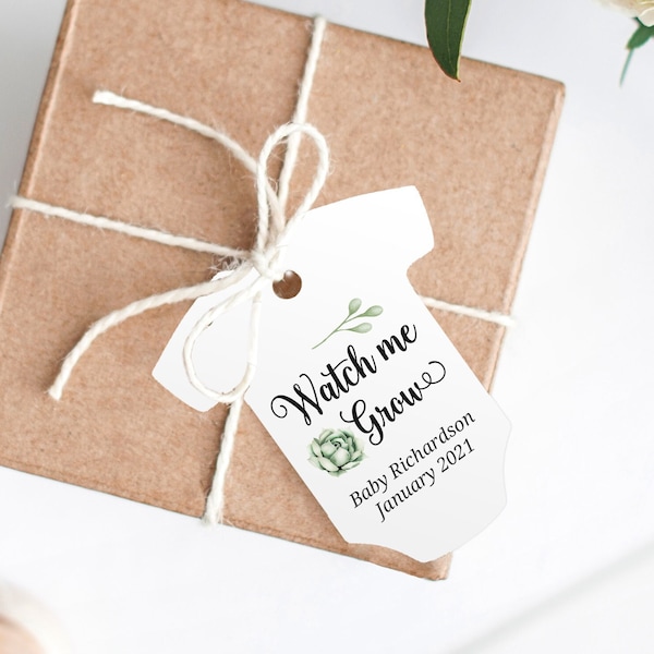 Watch me grow tags - Watch me grow baby shower tag - Watch me grow succulent tags - Baby shower succulent tag