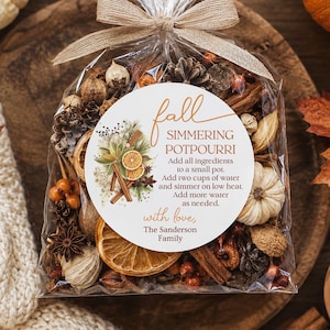 Fall Potpourri Physical Stickers, Autumn Favor Labels, Thanksgiving Gifts, Seasonal Scented Gift