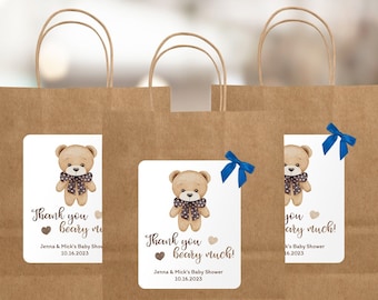 Teddy Bear Goodie Bags for Baby Shower, Thank You Beary Much, Birthday Party Favors