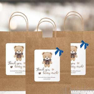 Teddy Bear Goodie Bags for Baby Shower, Thank You Beary Much, Birthday Party Favors