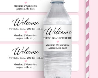 Personalized Wedding Water Bottle Labels, Destination Wedding Stickers, Welcome Bag