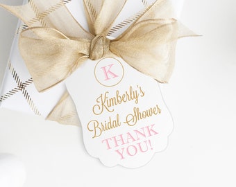 Personalized Bridal Shower Favor Tags: Elegant Thank You Gift Tags