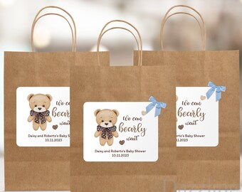 We Can Bearly Wait Gift Bags, Teddy Bear Baby Shower Goodie Bag for Favors (CLOSEOUT)
