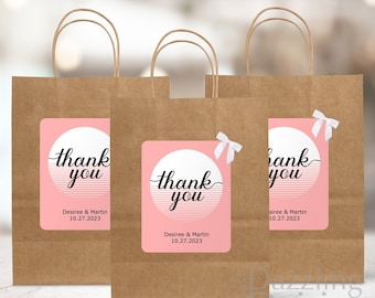 Thank you bags - Thank you bags with handle - Thank you bags for wedding - Thank you gift bags - Bridal shower goodie bag - (BW014)