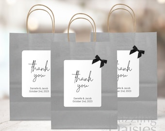 Thank You Goodie Bags with Handle for Wedding, Bridal Shower, Corporate Gifting Swag Bags, Minimalist Design (CLOSEOUT)