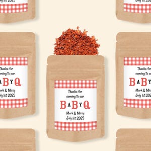 Baby Q Favors for Seasoning, Baby Shower BBQ Sticker Labels for Dry Rub, Edible Favor Ideas