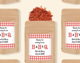 Baby Q Favors for Seasoning, Baby Shower BBQ Sticker Labels for Dry Rub, Edible Favor Ideas