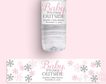 Baby its cold outside water bottle labels - Winter water bottle labels - Winter theme water bottle labels