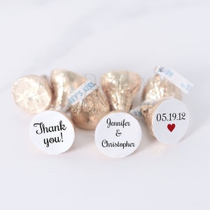 Wedding Hershey Kiss Stickers (108), Personalized Chocolate Labels, Food Wedding Favors