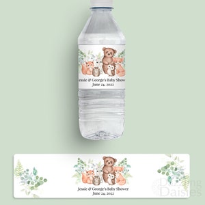 Woodland water bottle labels - Woodland baby shower water bottle labels - Woodland friends water bottle