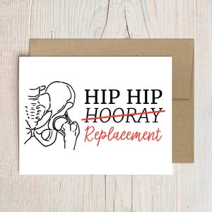 Carte de remplacement de la hanche, carte de rétablissement, salutation amusante pour la récupération d'une chirurgie de la hanche